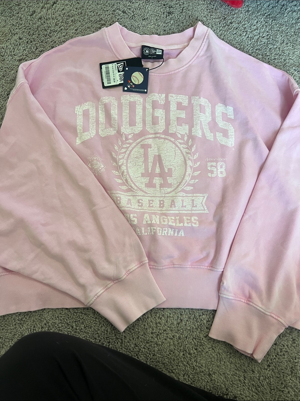 NEW Los Angeles Dodgers Vintage Pink Crewneck Sweatshirt